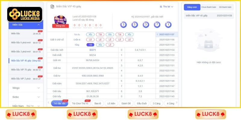 LUCK8 | Xổ Số Luck8 - Quay Số Trúng Thưởng Chốt Số Thả Ga 4 Dòng siêu tốc có thời gian mở thưởng nhanh chóng